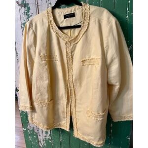Talbots Linen Jacket Pale Yellow Plus Size